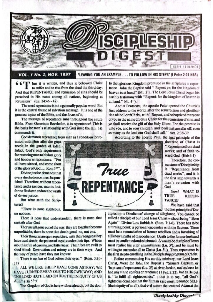 thumbnail of Discipleship Digest Nov. 1997